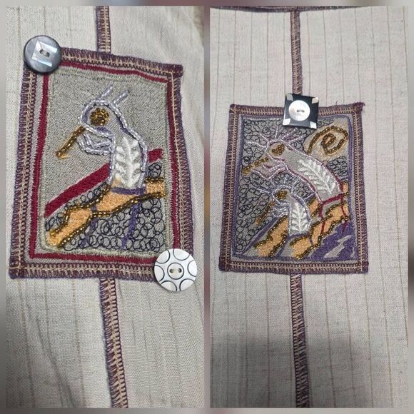 VTG 80s 90s Midnight Velvet Multimedia Batik Kokopelli Top Sz. L - Picture 5 of 8